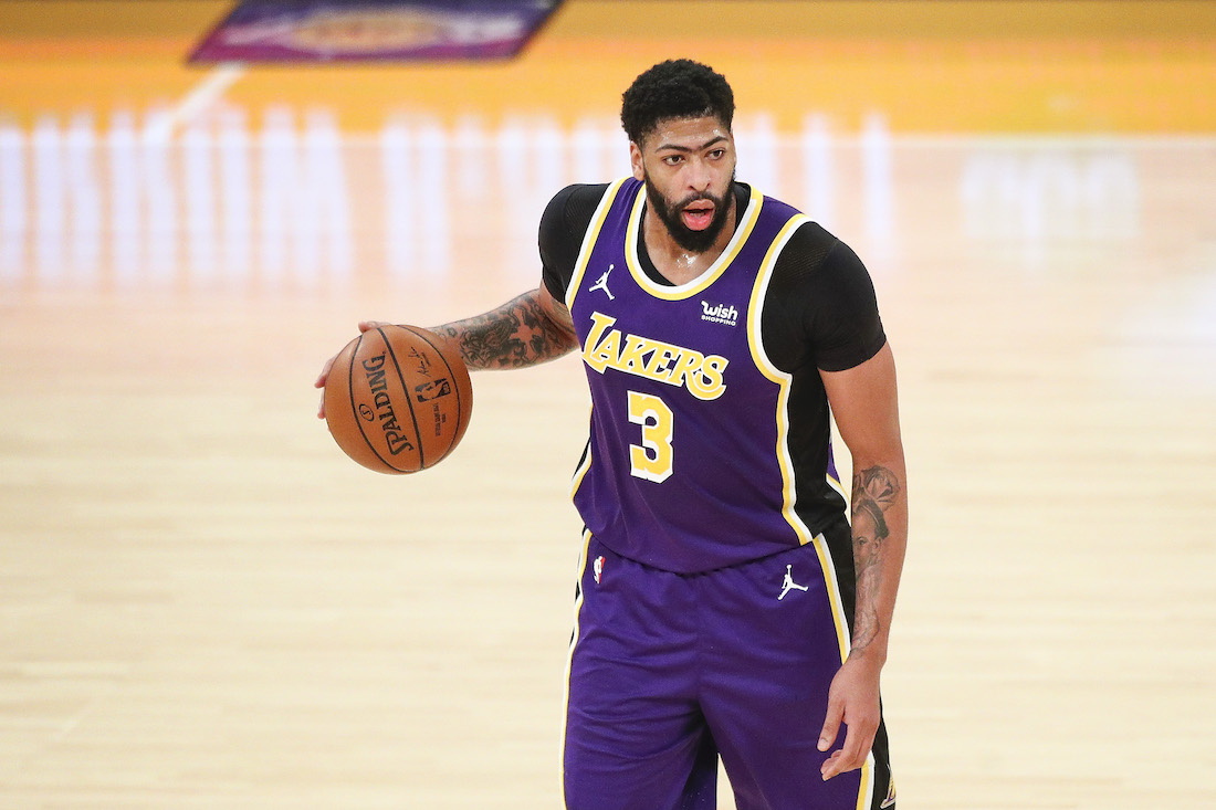 Los Angeles Lakers star Anthony Davis reacts to the news of one of his rookie cards selling for over $1 million at a recent auction